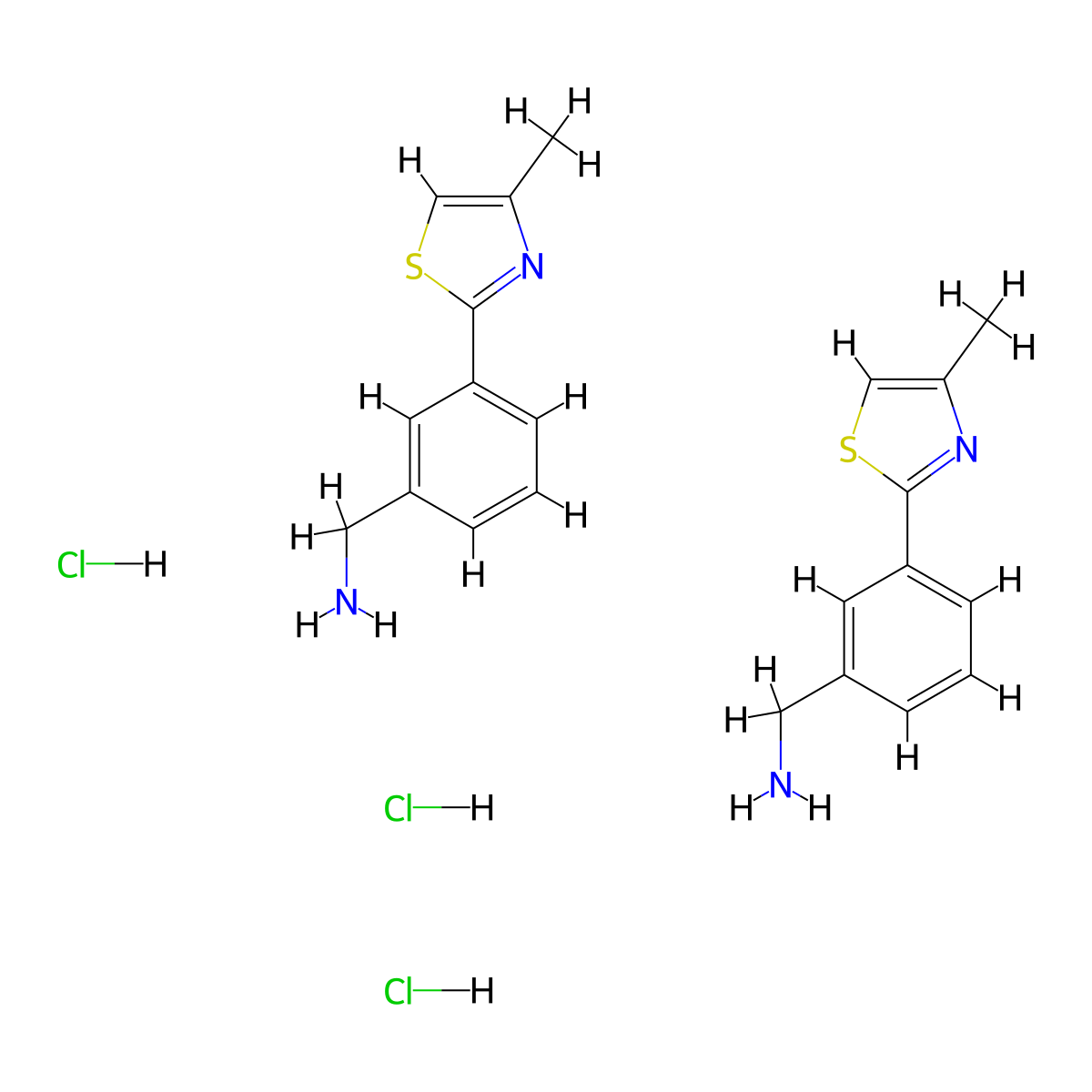 Bis(1-[3-(4-methyl-1,3-thiazol-2-yl)phenyl]methanamine) trihydrochloride molecular structure, CAS 2288709-35-1