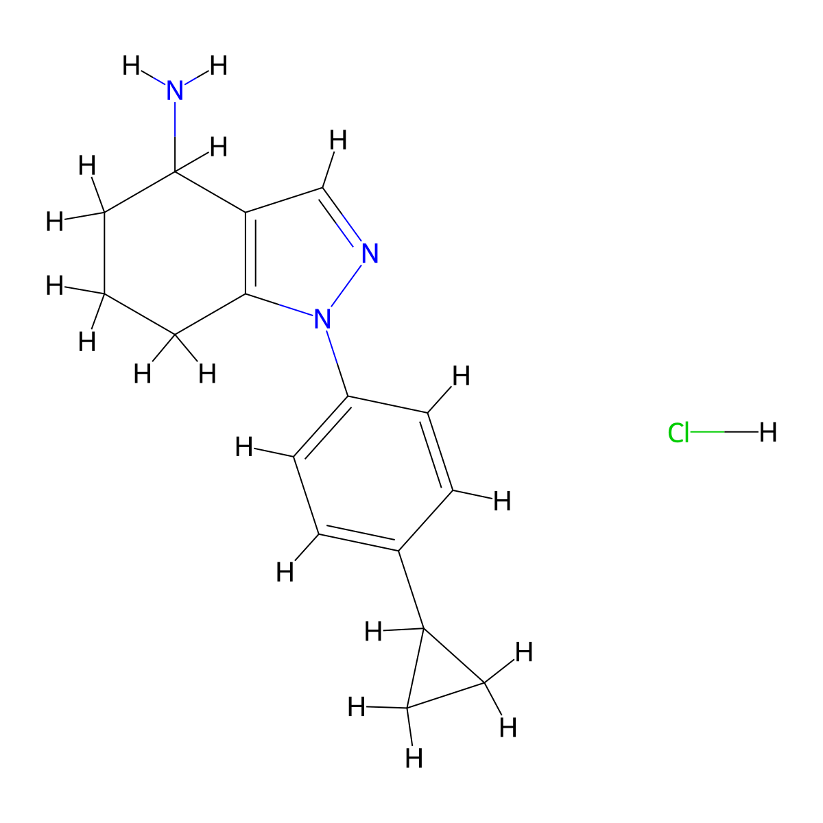 1-(4-Cyclopropylphenyl)-4,5,6,7-tetrahydro-1h-indazol-4-amine hydrochloride molecular structure, CAS 2288709-70-4