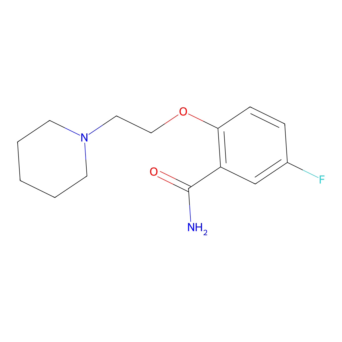 5-Fluoro-2-[2-(piperidin-1-yl)ethoxy]benzamide molecular structure, CAS 2288709-80-6