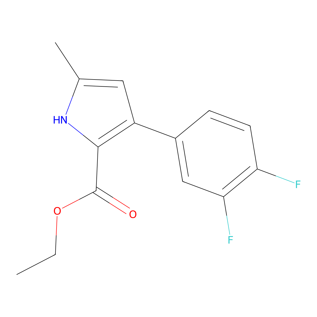 Ethyl 3-(3,4-difluorophenyl)-5-methyl-1H-pyrrole-2-carboxylate molecular structure, CAS 2288710-15-4