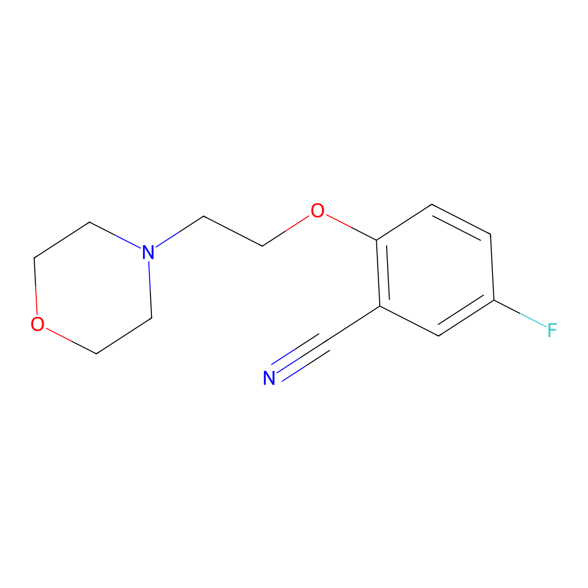 5-Fluoro-2-[2-(morpholin-4-yl)ethoxy]benzonitrile molecular structure, CAS 2288710-28-9