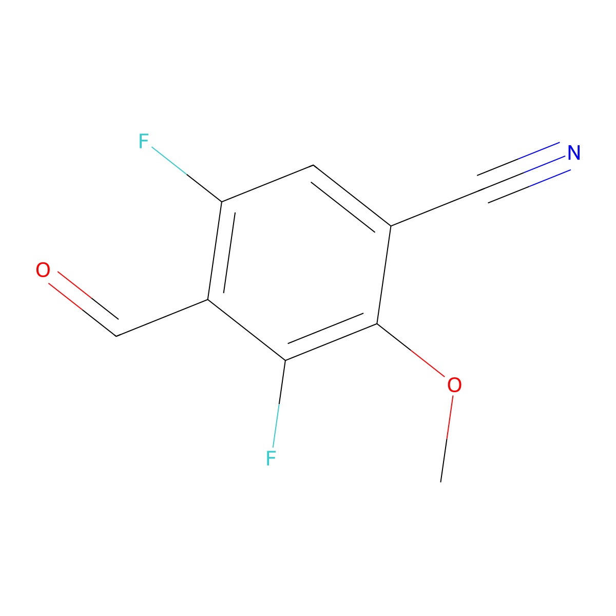 3,5-Difluoro-4-formyl-2-methoxybenzonitrile molecular structure, CAS 2288710-49-4