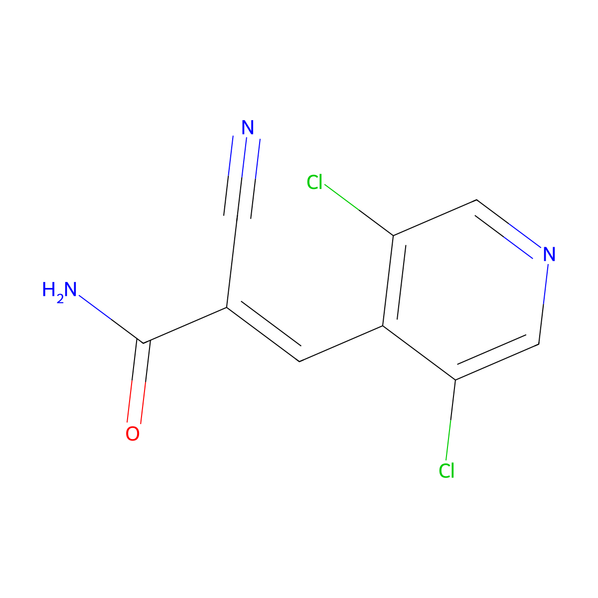 (2E)-2-Cyano-3-(3,5-dichloropyridin-4-yl)prop-2-enamide molecular structure, CAS 2288716-08-3