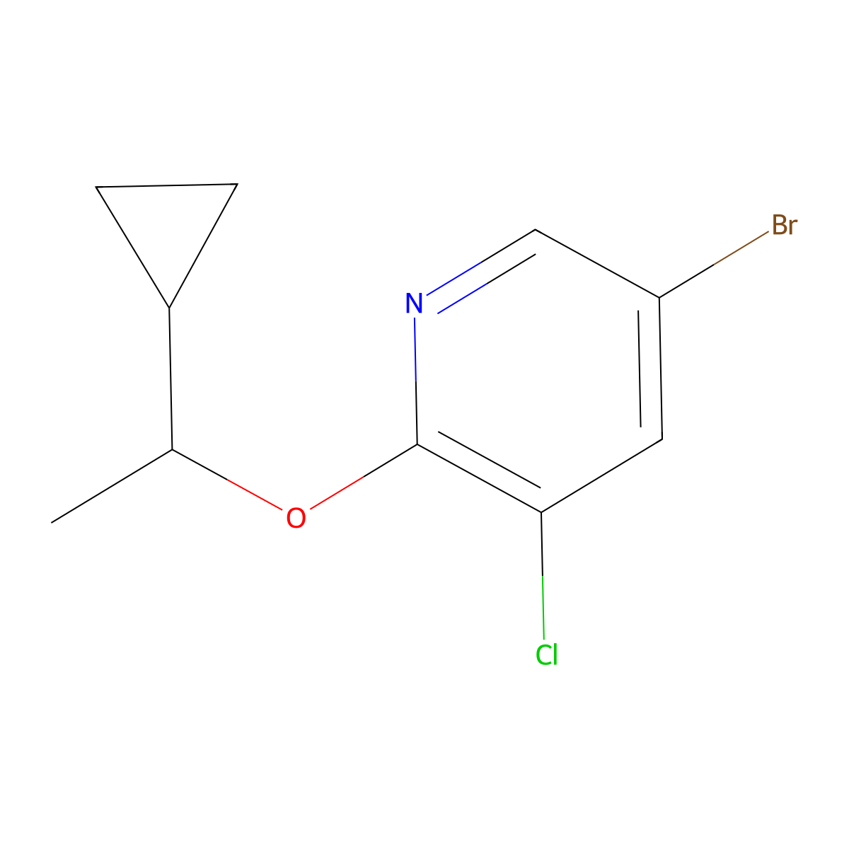 5-Bromo-3-chloro-2-(1-cyclopropylethoxy)pyridine molecular structure, CAS 2288793-77-9