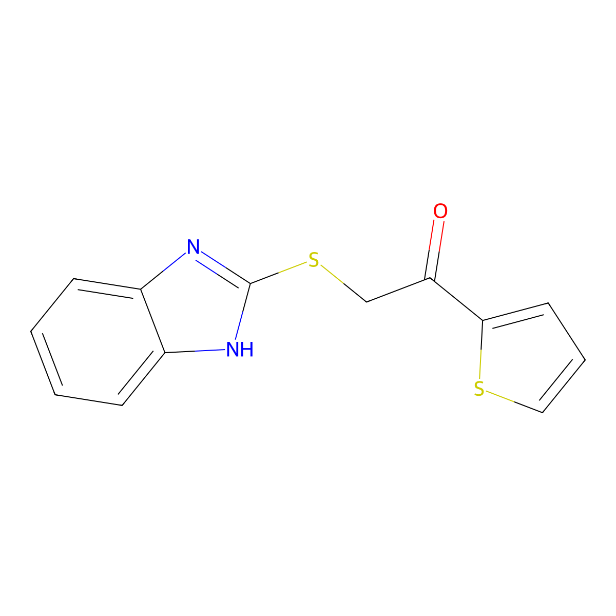 2-(1H-benzimidazol-2-ylthio)-1-thiophen-2-ylethanone molecular structure, CAS 22889-08-3