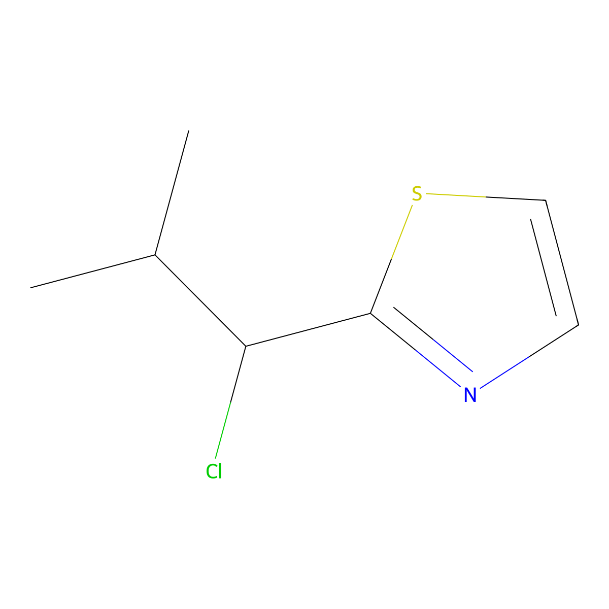 2-(1-Chloro-2-methylpropyl)-1,3-thiazole molecular structure, CAS 2288934-90-5