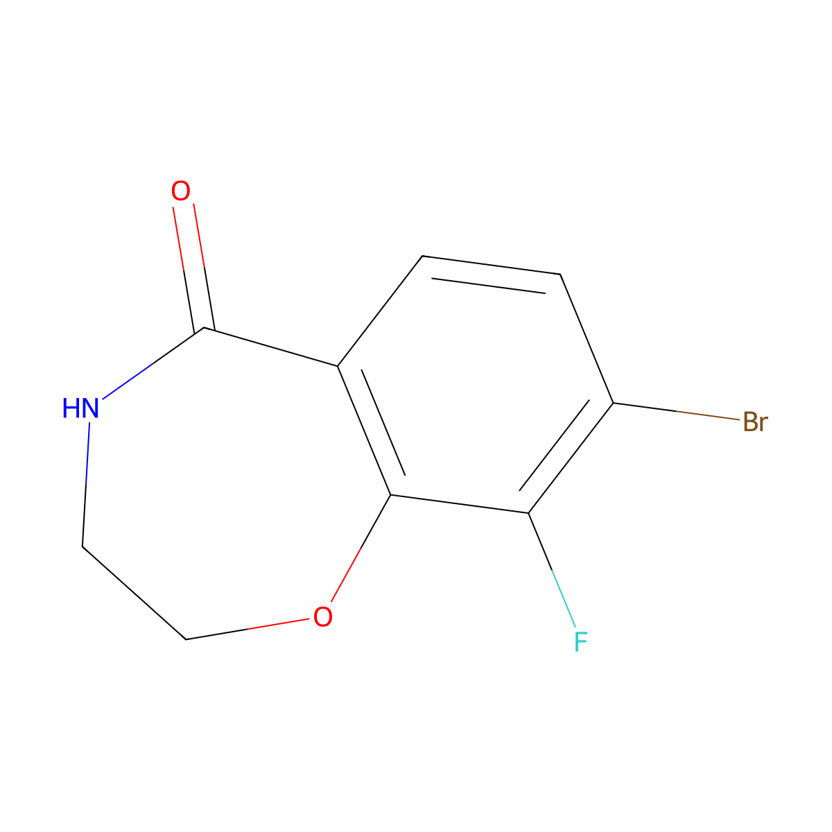 8-Bromo-9-fluoro-2,3,4,5-tetrahydro-1,4-benzoxazepin-5-one molecular structure, CAS 2288962-59-2