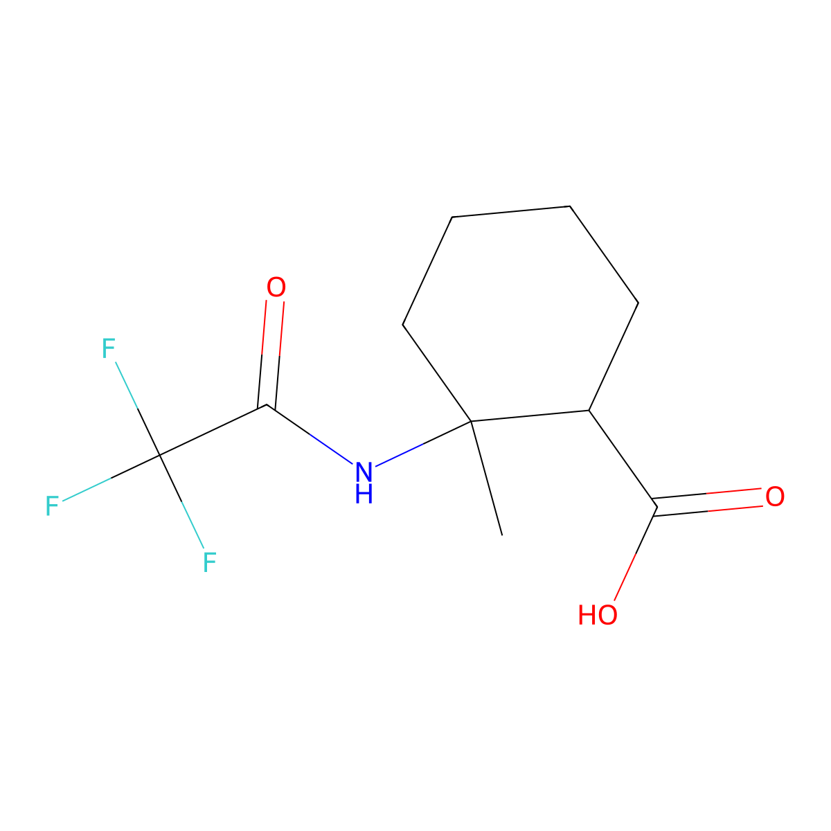 2-Methyl-2-(trifluoroacetamido)cyclohexane-1-carboxylic acid molecular structure, CAS 2288983-49-1