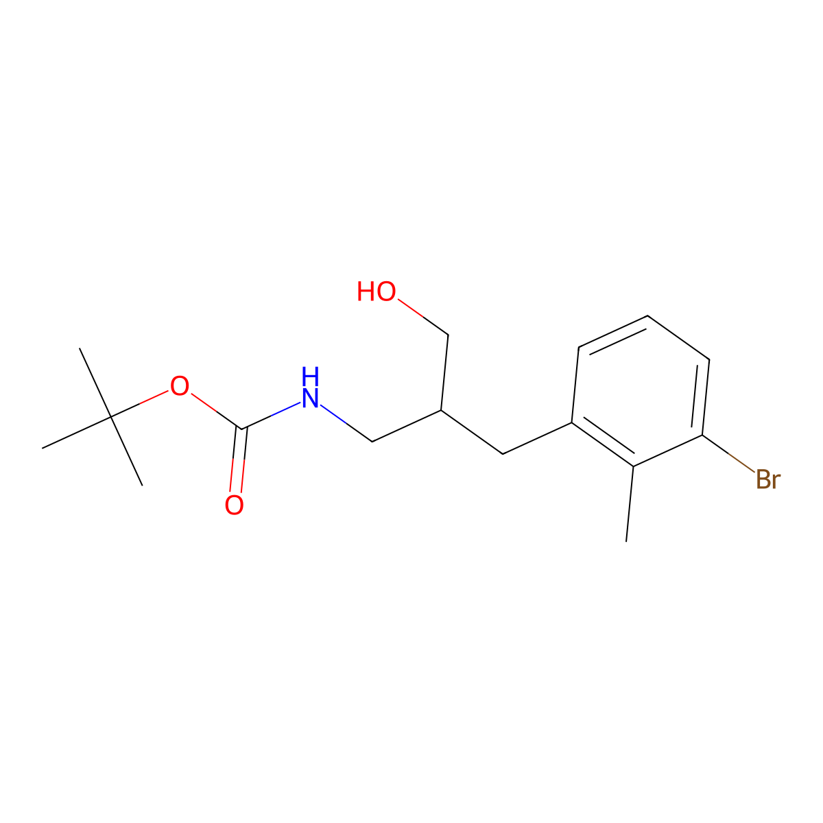 tert-butyl N-{2-[(3-bromo-2-methylphenyl)methyl]-3-hydroxypropyl}carbamate molecular structure, CAS 2288989-79-5