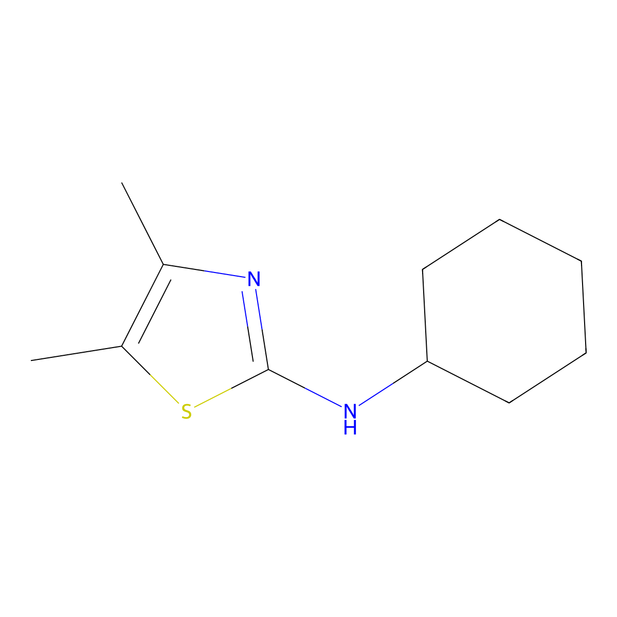 N-Cyclohexyl-4,5-dimethyl-2-thiazolamine molecular structure, CAS 2289-76-1