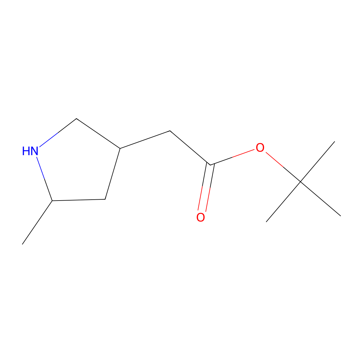 Tert-butyl 2-(5-methylpyrrolidin-3-yl)acetate molecular structure, CAS 2289053-22-9