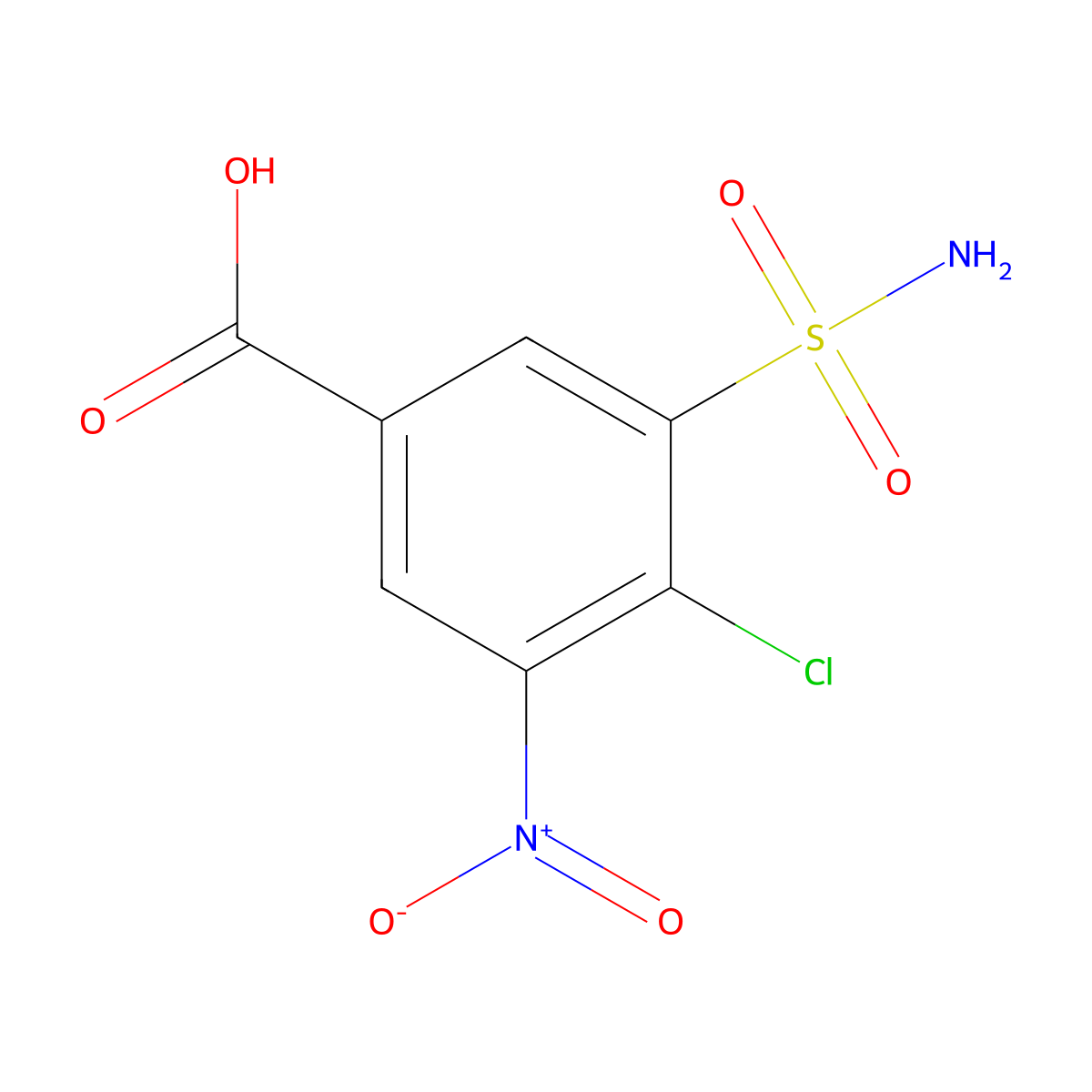 4-Chloro-3-nitro-5-sulphamoylbenzoic acid molecular structure, CAS 22892-96-2