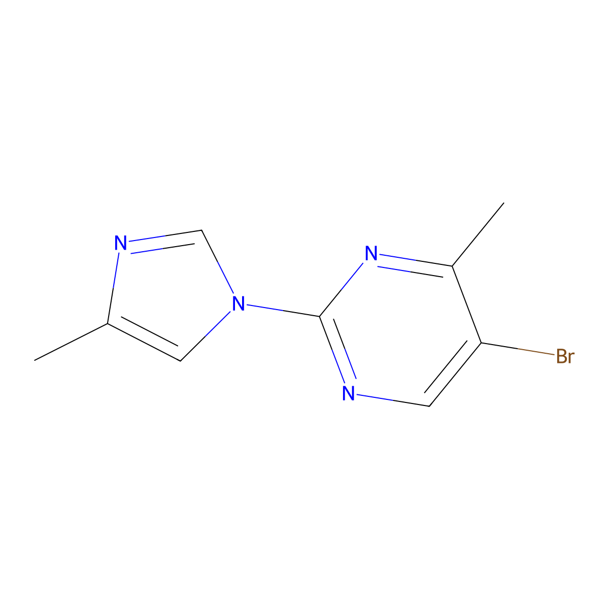 5-bromo-4-methyl-2-(4-methyl-1H-imidazol-1-yl)pyrimidine molecular structure, CAS 2289243-19-0