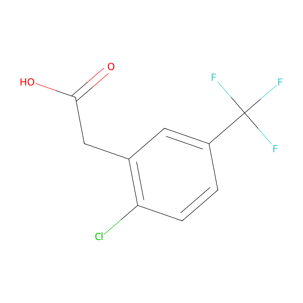 2-(2-Chloro-5-(trifluoromethyl)phenyl)acetic acid molecular structure, CAS 22893-39-6