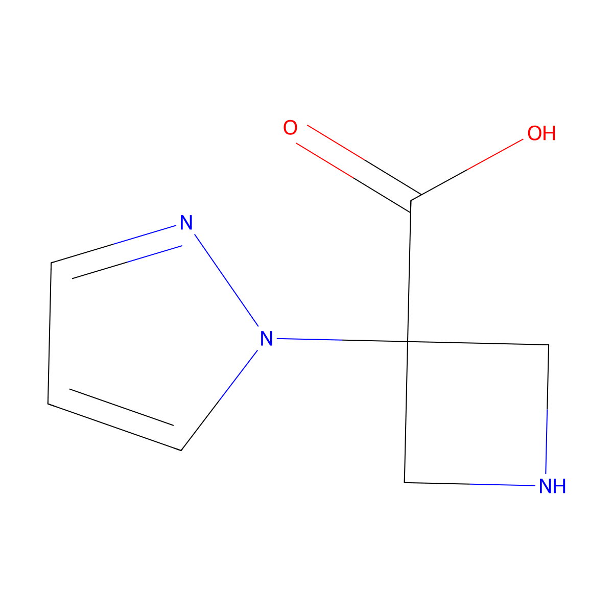 3-(1H-pyrazol-1-yl)azetidine-3-carboxylic acid molecular structure, CAS 2289409-25-0