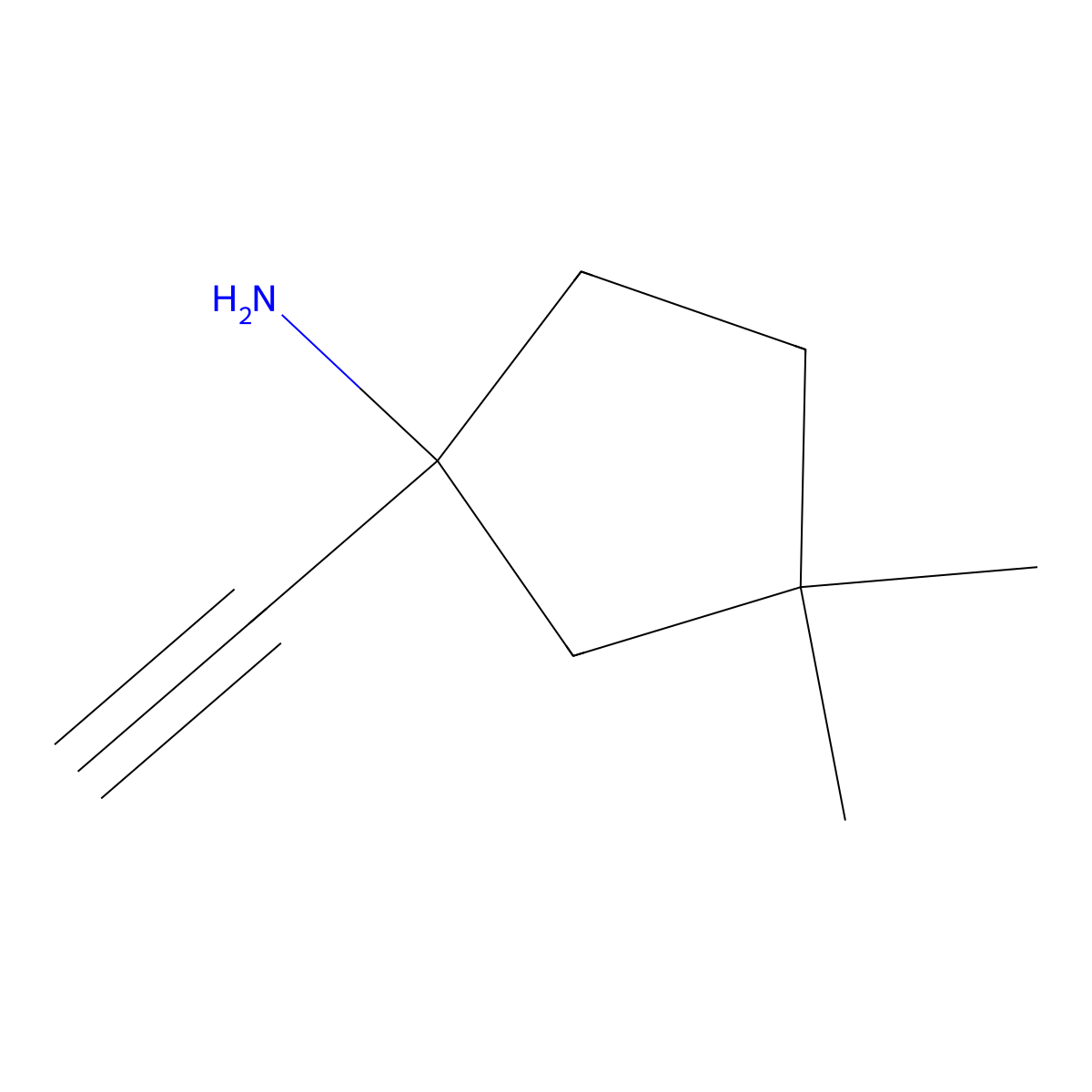 1-Ethynyl-3,3-dimethylcyclopentan-1-amine molecular structure, CAS 2289436-39-9