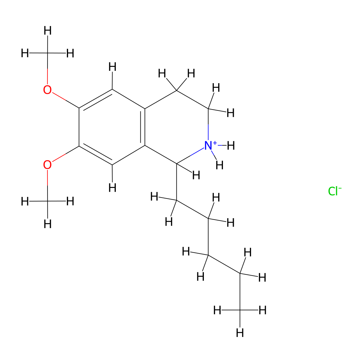 6,7-Dimethoxy-1-pentyl-1,2,3,4-tetrahydroisoquinoline--hydrogen chloride (1/1) molecular structure, CAS 22895-75-6