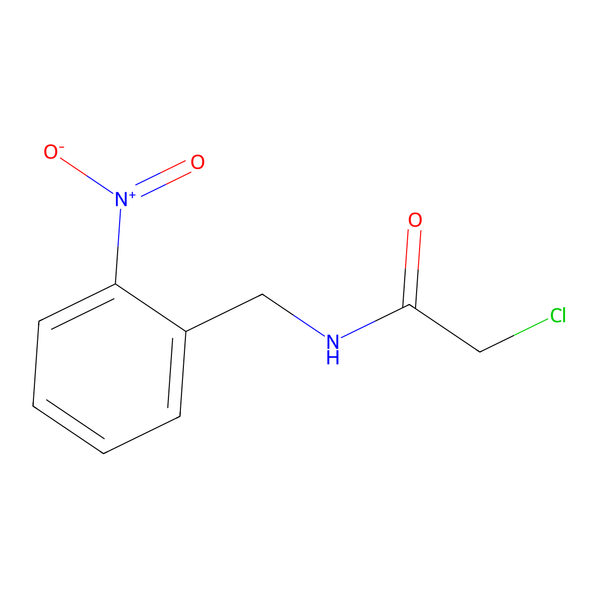 2-chloro-N-[(2-nitrophenyl)methyl]acetamide molecular structure, CAS 22896-07-7
