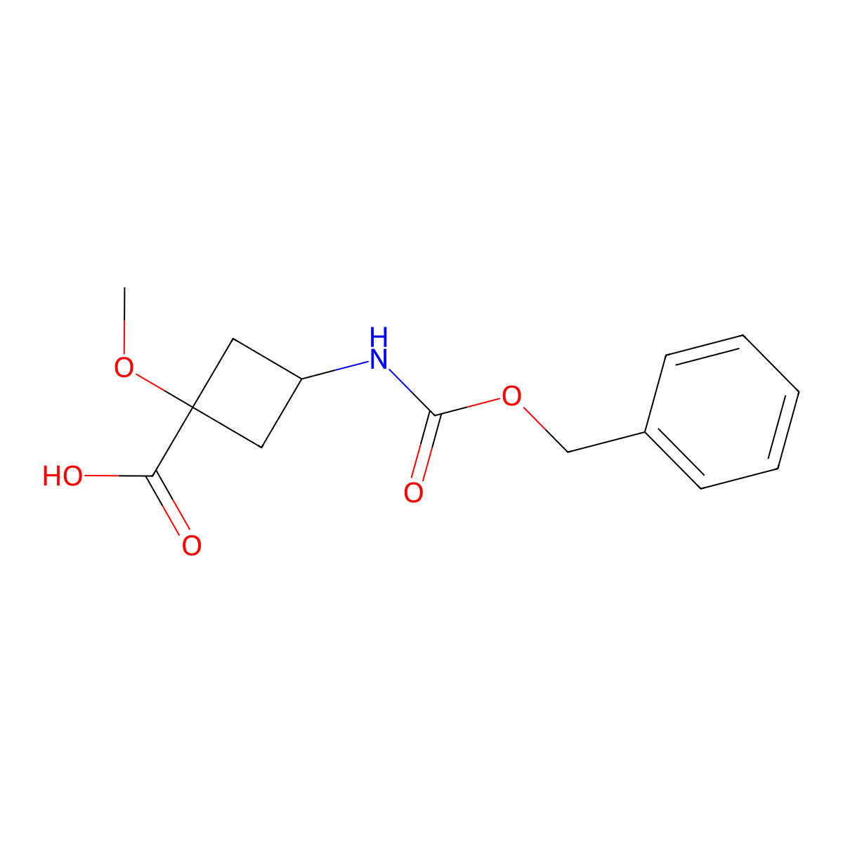 3-{[(Benzyloxy)carbonyl]amino}-1-methoxycyclobutane-1-carboxylic acid molecular structure, CAS 2289639-73-0