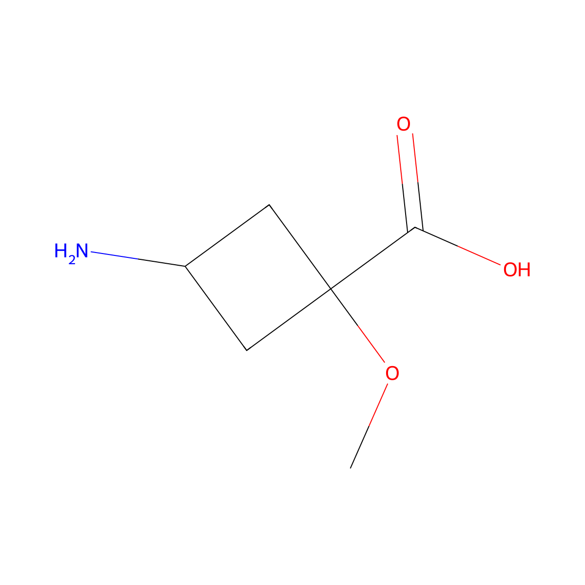 3-Amino-1-methoxycyclobutane-1-carboxylic acid molecular structure, CAS 2289640-82-8