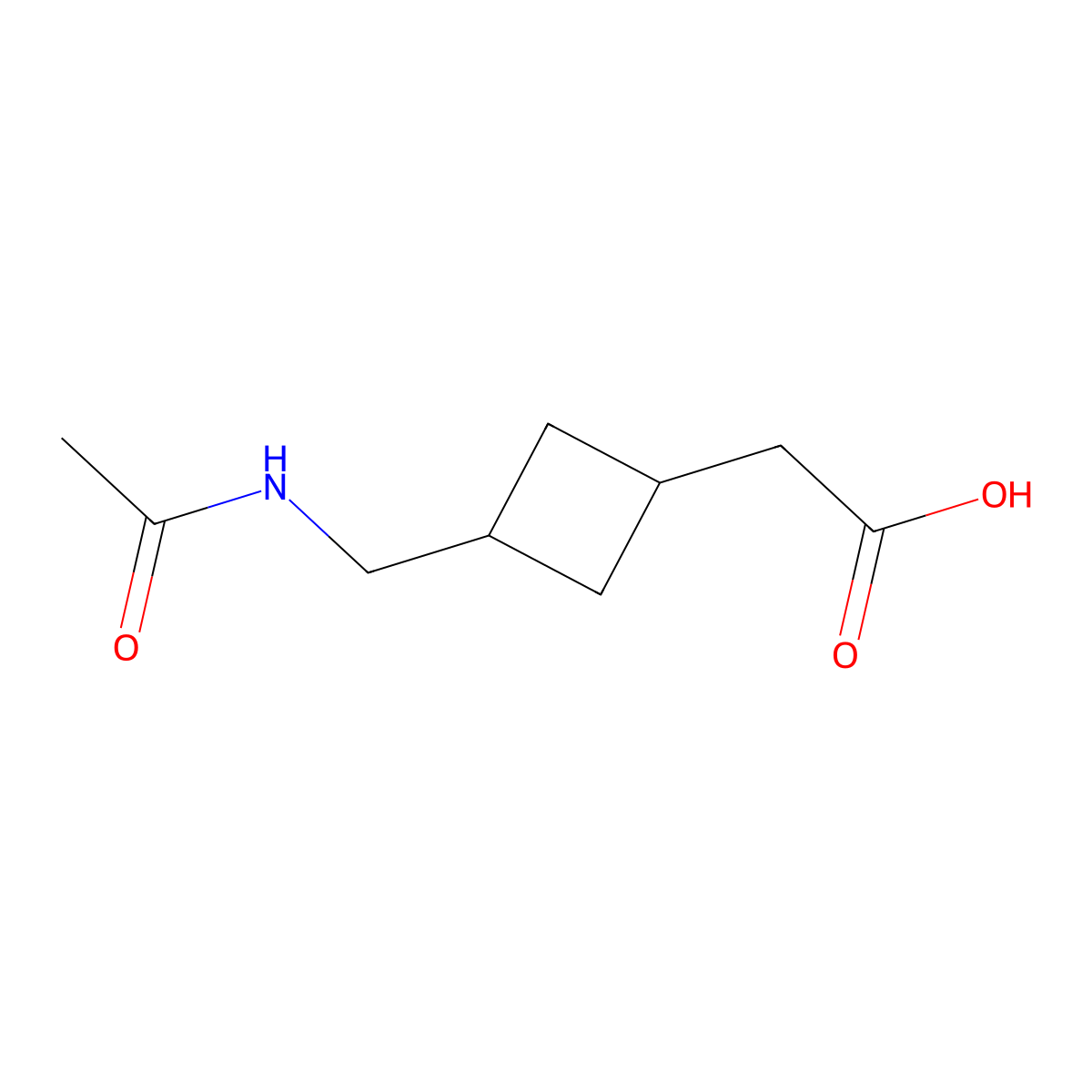2-[3-(Acetamidomethyl)cyclobutyl]acetic acid molecular structure, CAS 2289668-96-6