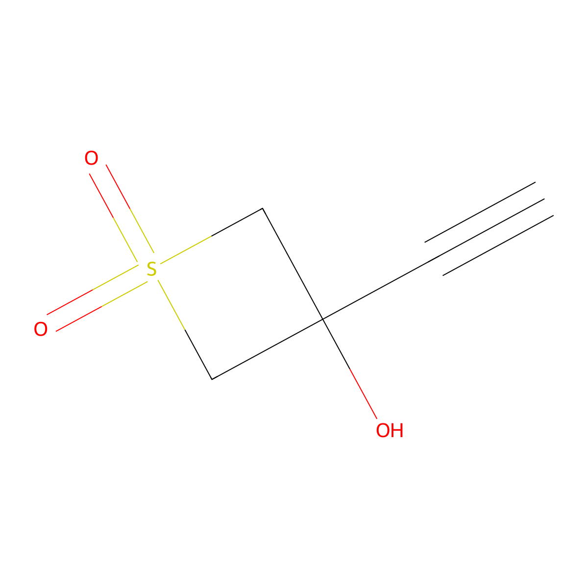 3-Ethynyl-3-hydroxy-1lambda6-thietane-1,1-dione molecular structure, CAS 2289731-42-4