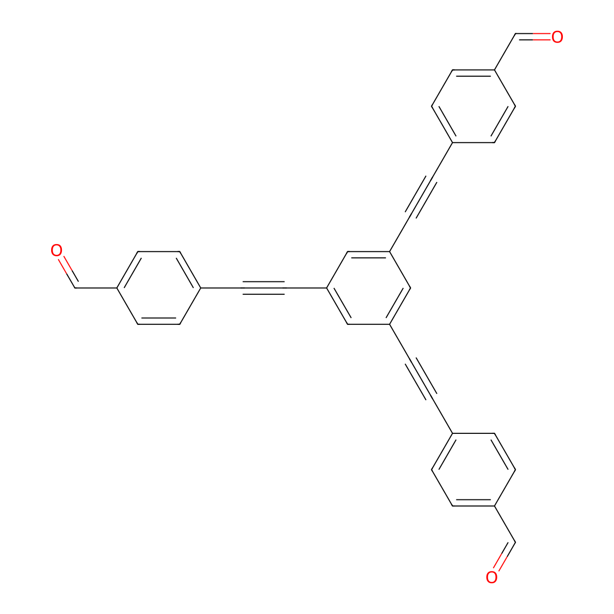 4,4',4''-(Benzene-1,3,5-triyltris(ethyne-2,1-diyl))tribenzaldehyde molecular structure, CAS 2289758-98-9
