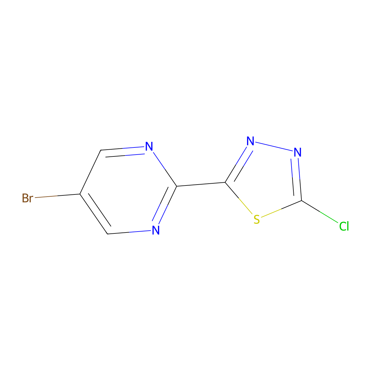 5-Bromo-2-(5-chloro-1,3,4-thiadiazol-2-yl)pyrimidine molecular structure, CAS 2289795-00-0