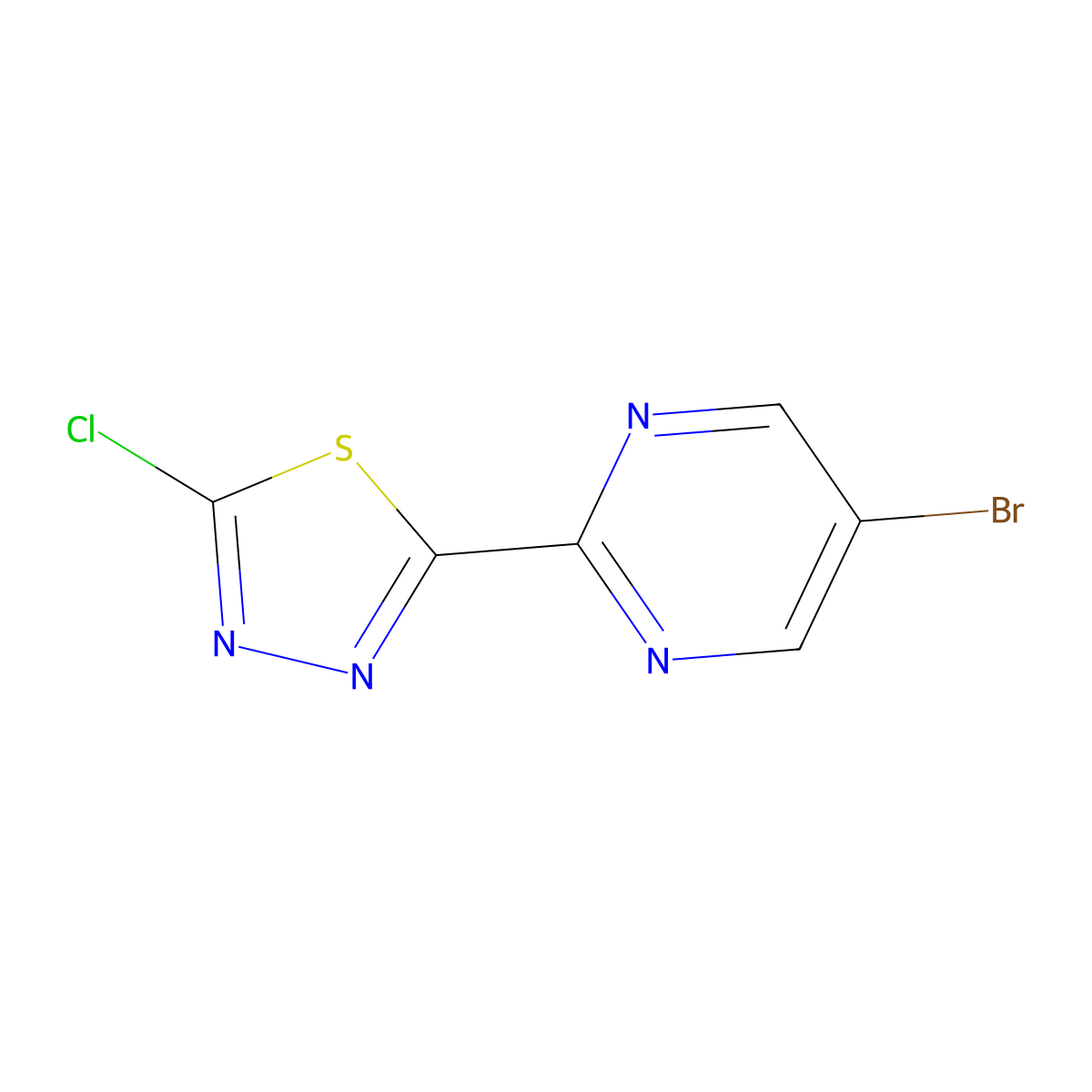 5-Bromo-2-(5-chloro-1,3,4-thiadiazol-2-yl)pyrimidine molecular structure, CAS 2289795-00-0