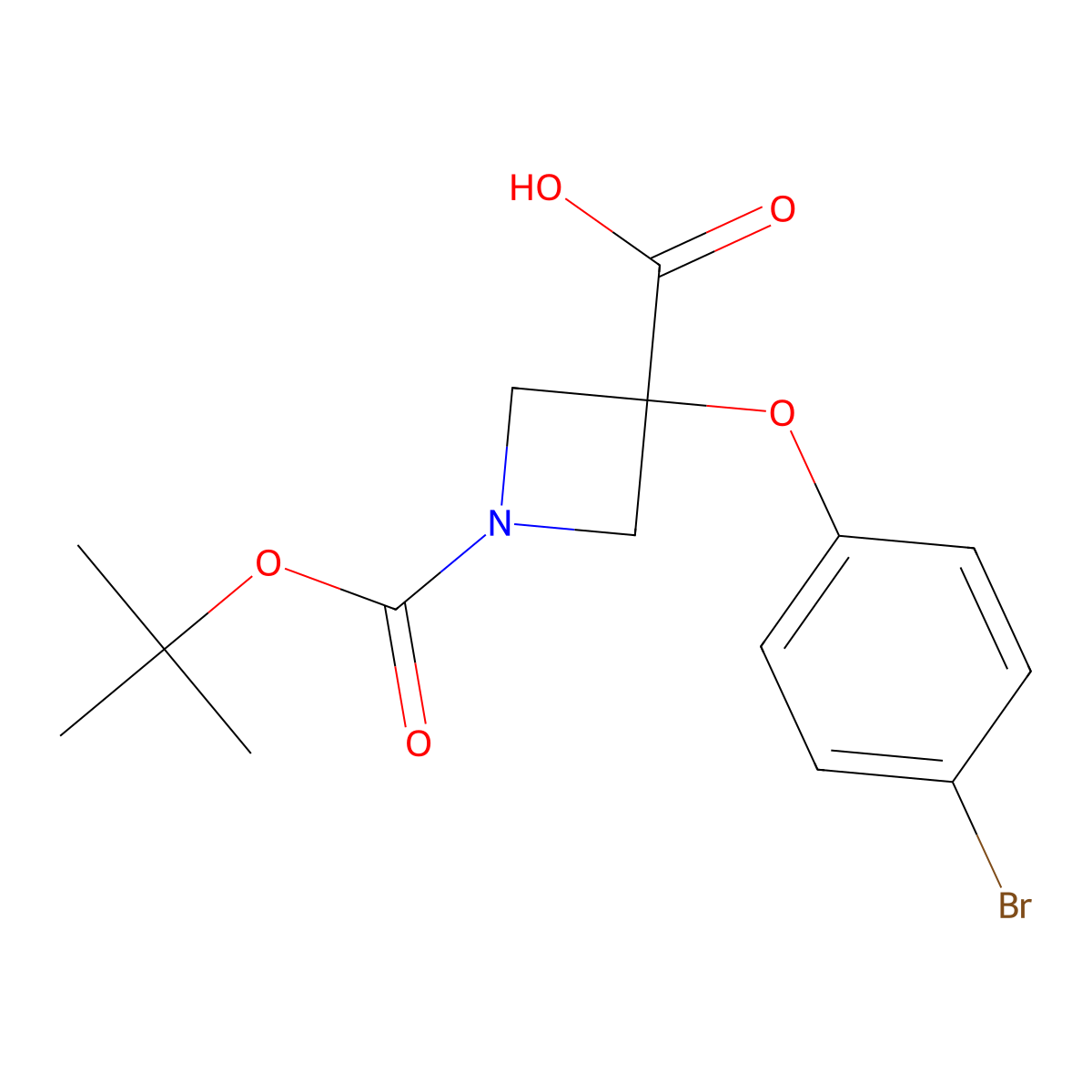 3-(4-Bromophenoxy)-1-[(tert-butoxy)carbonyl]azetidine-3-carboxylic acid molecular structure, CAS 2289797-04-0