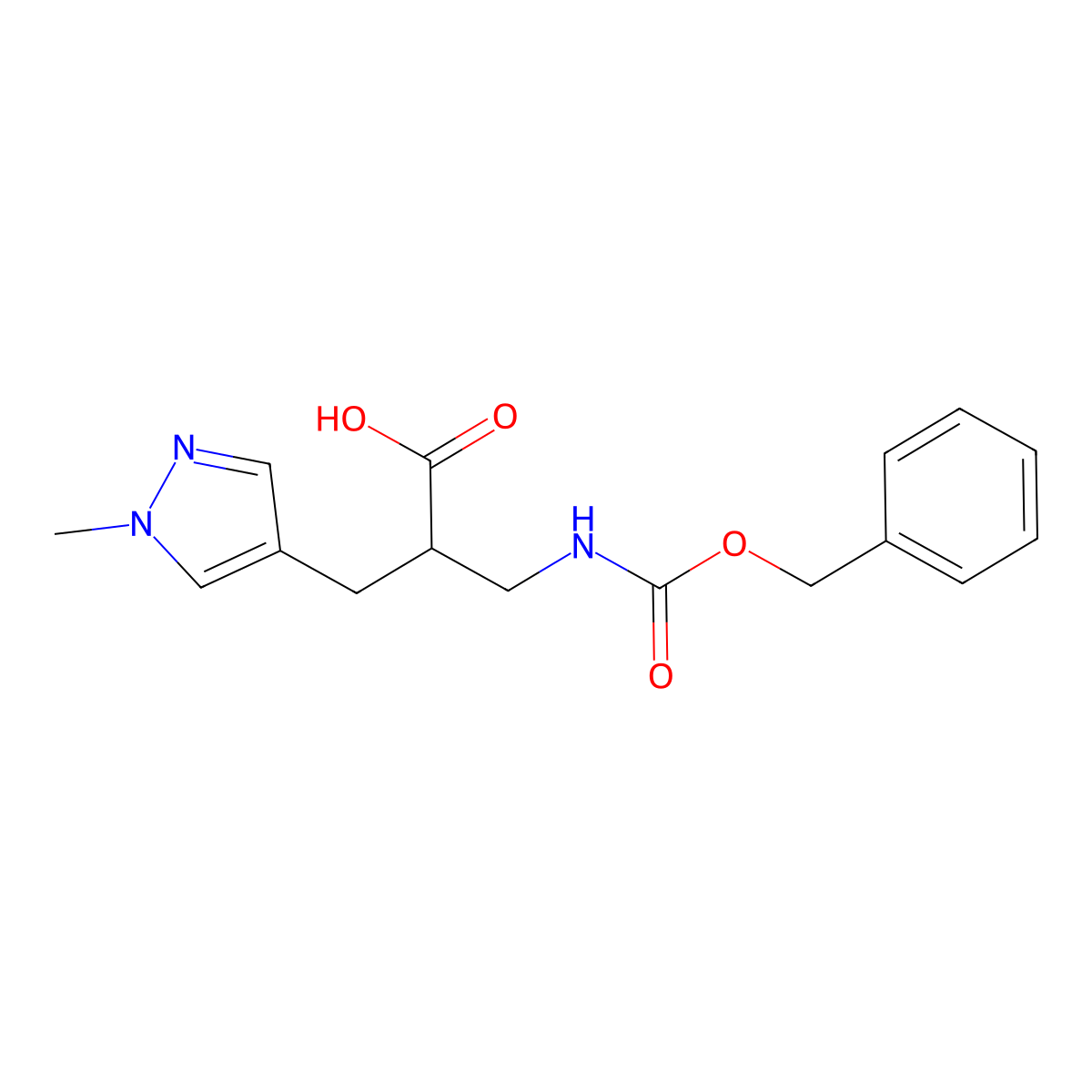 3-{[(benzyloxy)carbonyl]amino}-2-[(1-methyl-1H-pyrazol-4-yl)methyl]propanoic acid molecular structure, CAS 2289912-89-4
