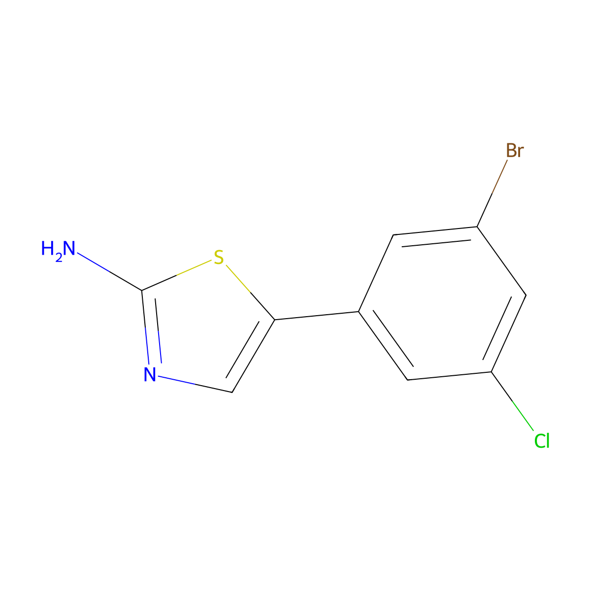 5-(3-Bromo-5-chlorophenyl)thiazol-2-amine molecular structure, CAS 2289921-14-6