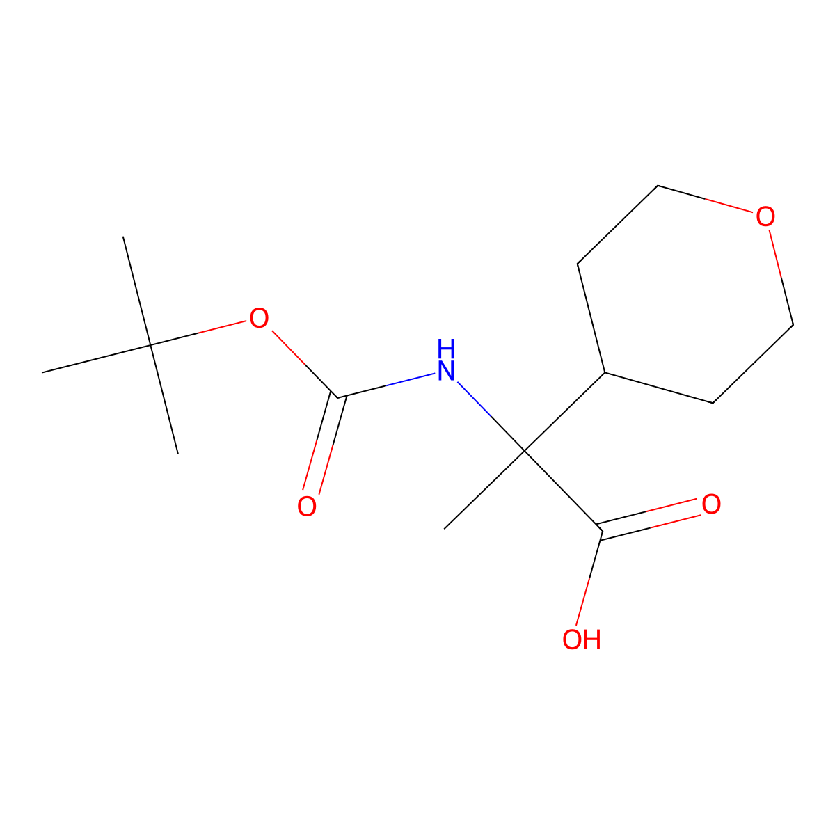 2-{[(Tert-butoxy)carbonyl]amino}-2-(oxan-4-yl)propanoic acid molecular structure, CAS 2289940-23-2