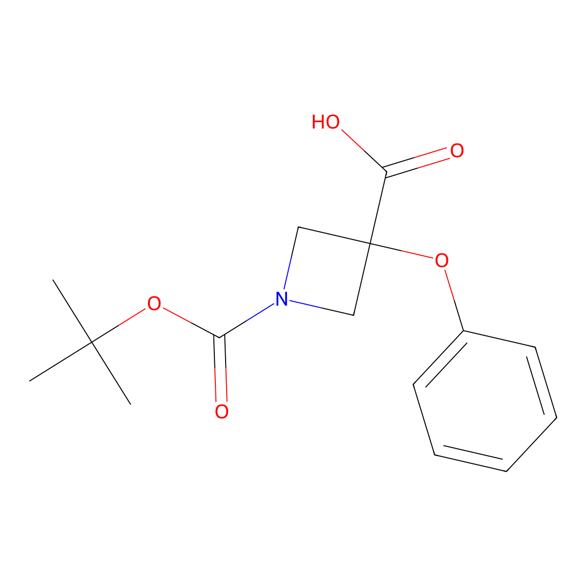 1-[(Tert-butoxy)carbonyl]-3-phenoxyazetidine-3-carboxylic acid molecular structure, CAS 2289955-86-6