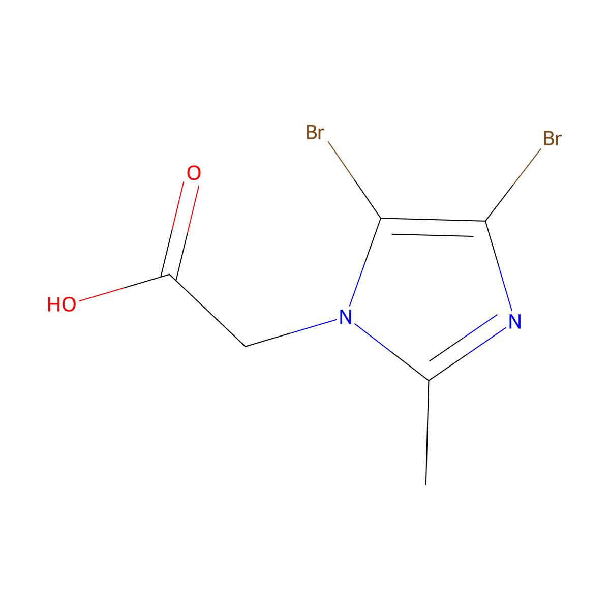 2-(4,5-dibromo-2-methyl-1H-imidazol-1-yl)acetic acid molecular structure, CAS 2289965-19-9