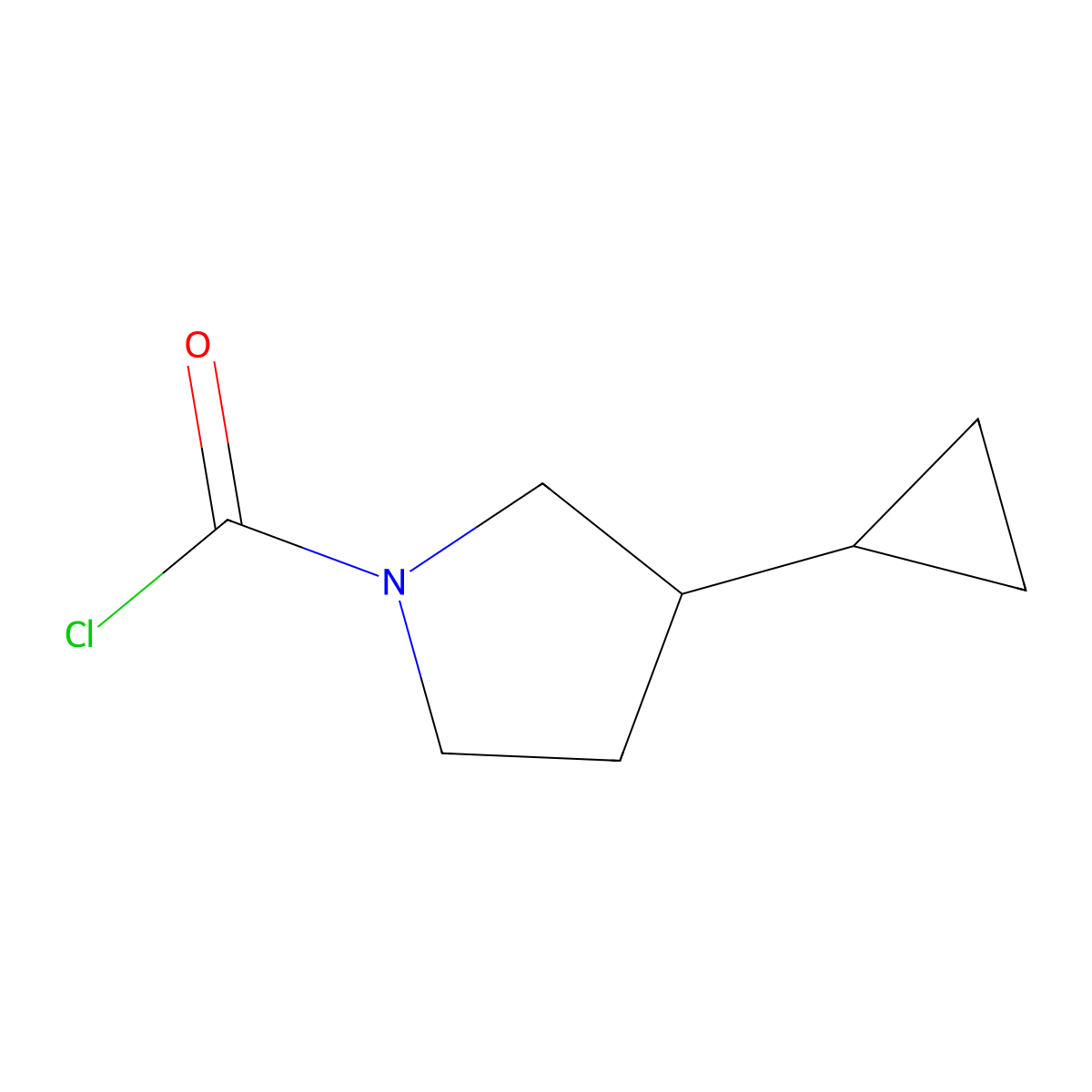 3-Cyclopropylpyrrolidine-1-carbonyl chloride molecular structure, CAS 2289976-59-4