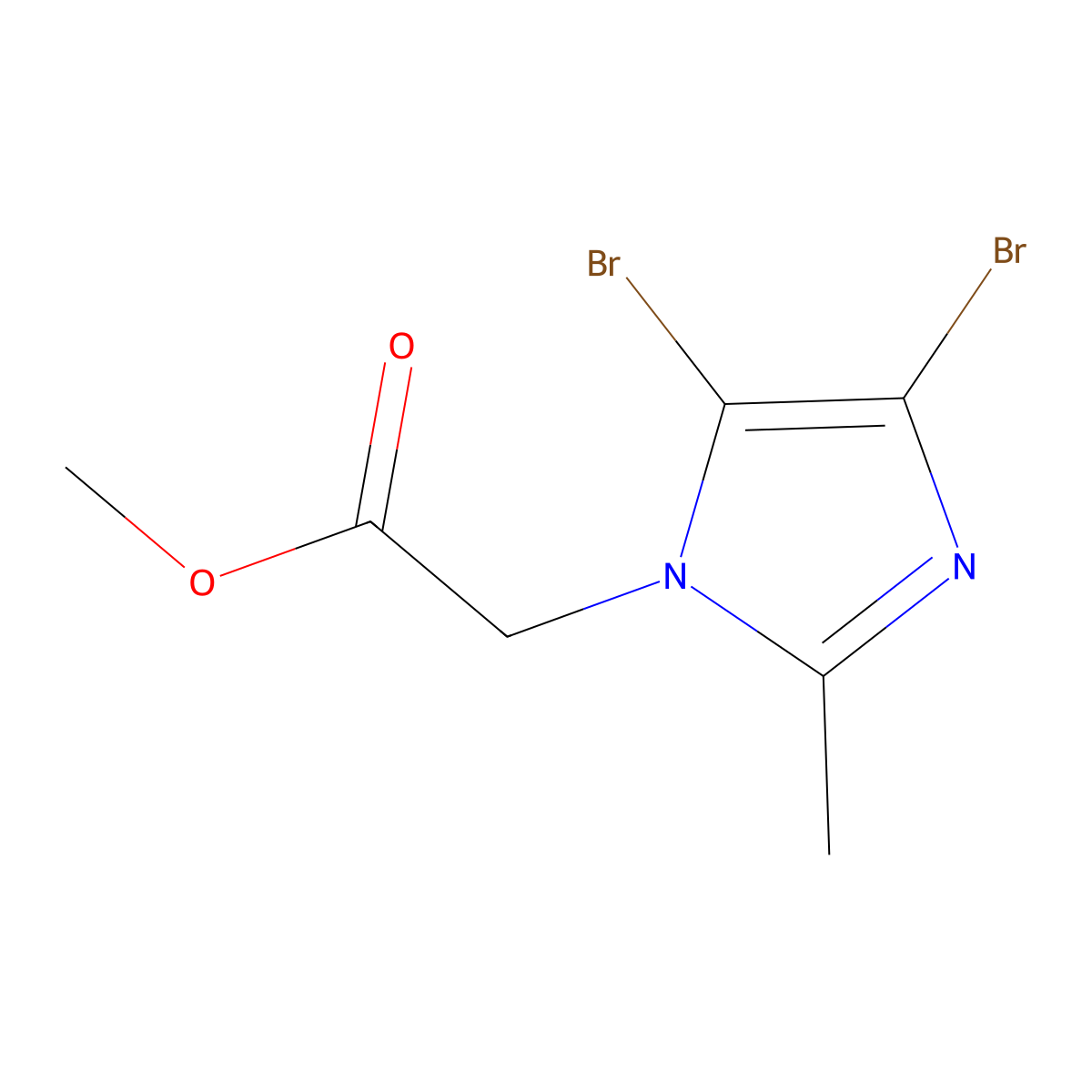 methyl 2-(4,5-dibromo-2-methyl-1H-imidazol-1-yl)acetate molecular structure, CAS 2289992-51-2
