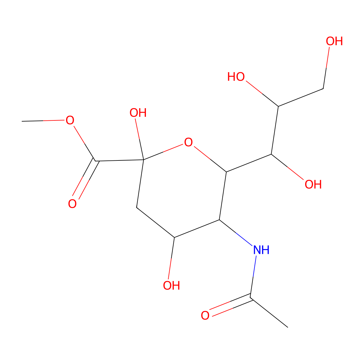beta-Neuraminic acid, N-acetyl-, methyl ester molecular structure, CAS 22900-11-4