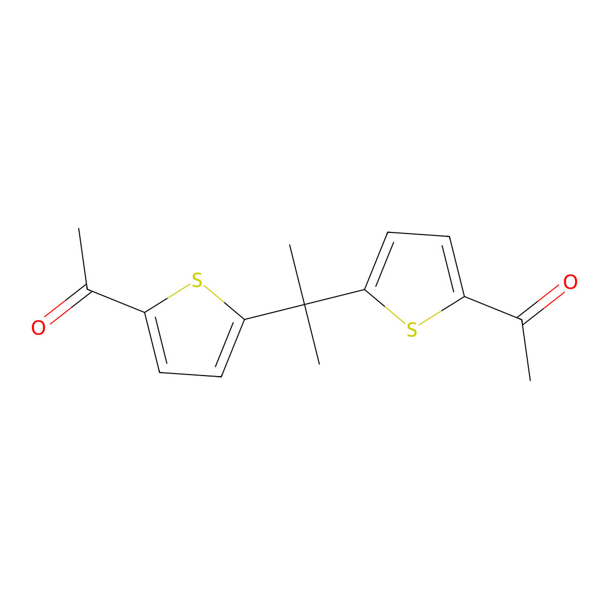 Ethanone, 1,1'-[(1-methylethylidene)di-5,2-thiophenediyl]bis- molecular structure, CAS 22900-41-0