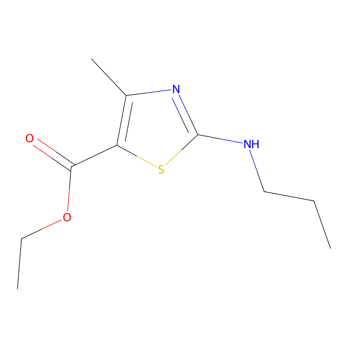 Ethyl 4-methyl-2-(propylamino)-1,3-thiazole-5-carboxylate molecular structure, CAS 22900-84-1