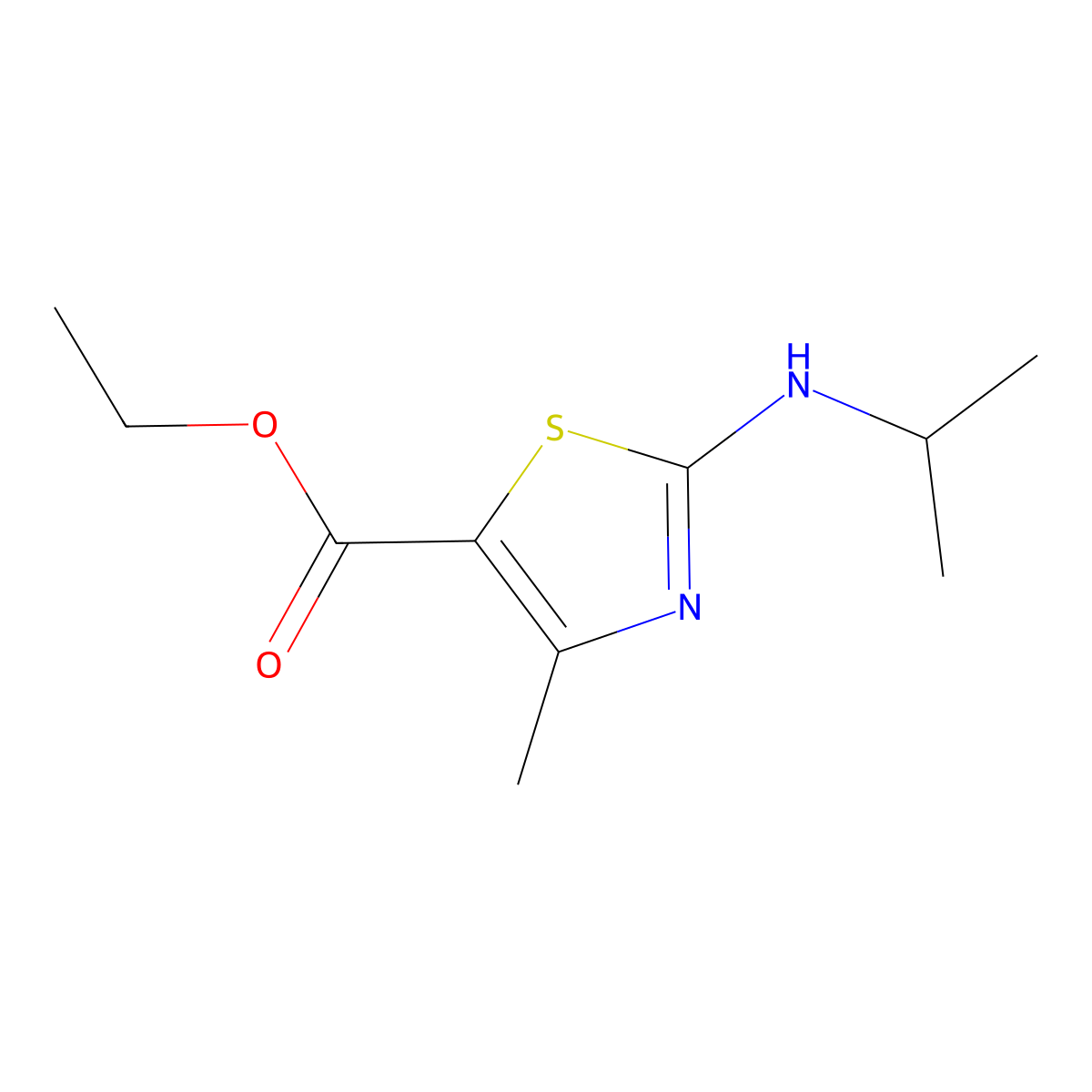 Ethyl 2-(isopropylamino)-4-methylthiazole-5-carboxylate molecular structure, CAS 22900-85-2