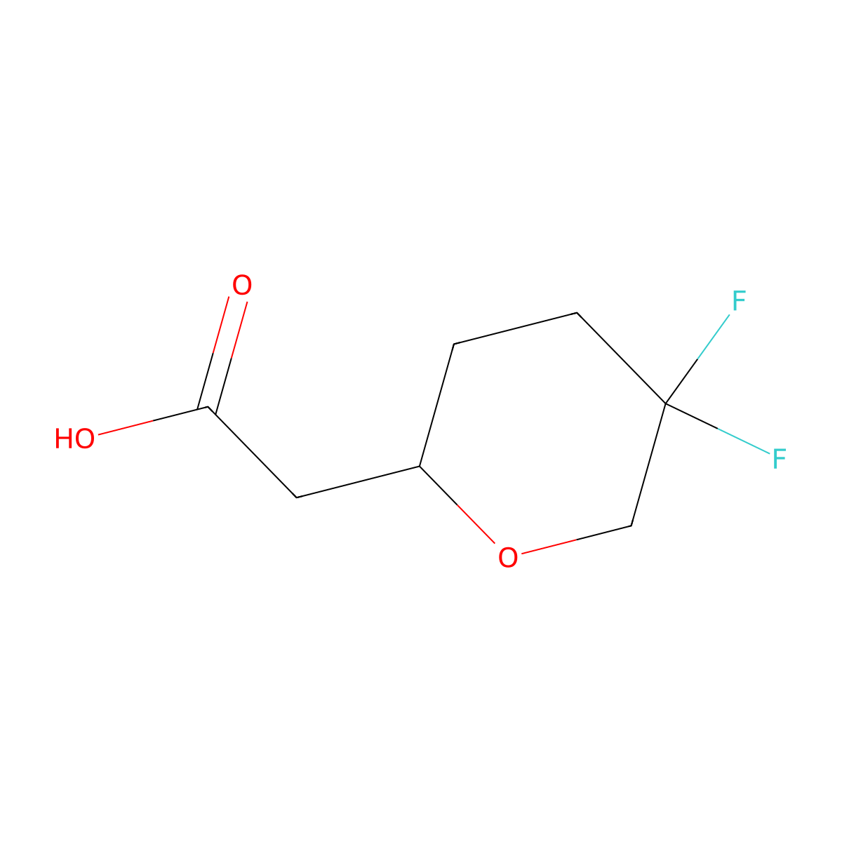 2-(5,5-Difluorooxan-2-yl)acetic acid molecular structure, CAS 2290004-29-2
