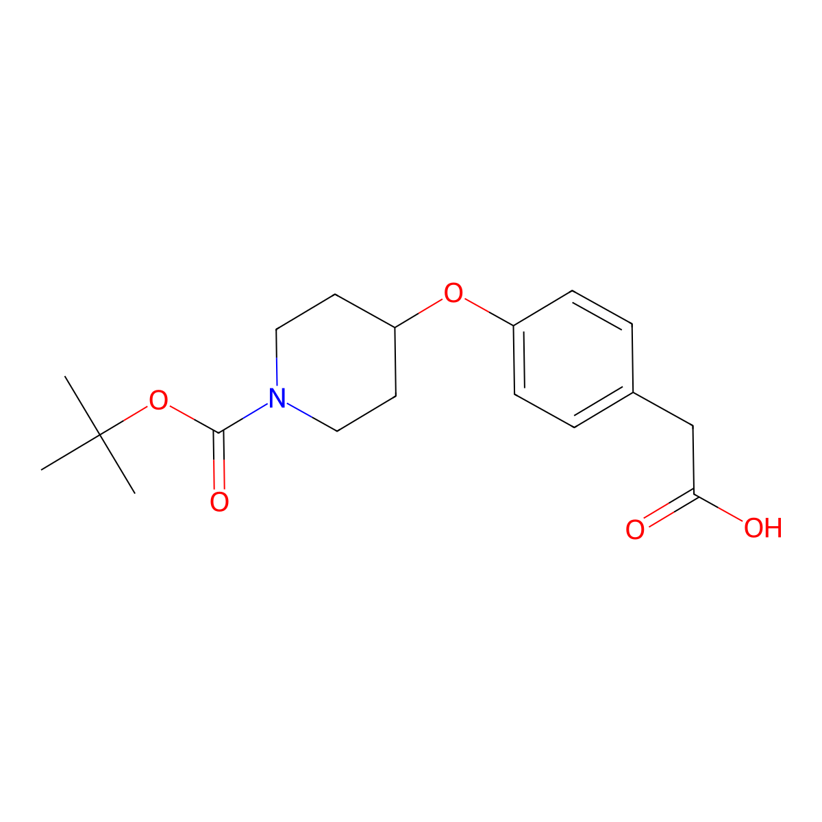 4-[4-(Carboxymethyl)phenoxy]-1-piperidinecarboxylic acid 1-(1,1-dimethylethyl) ester molecular structure, CAS 229001-15-4