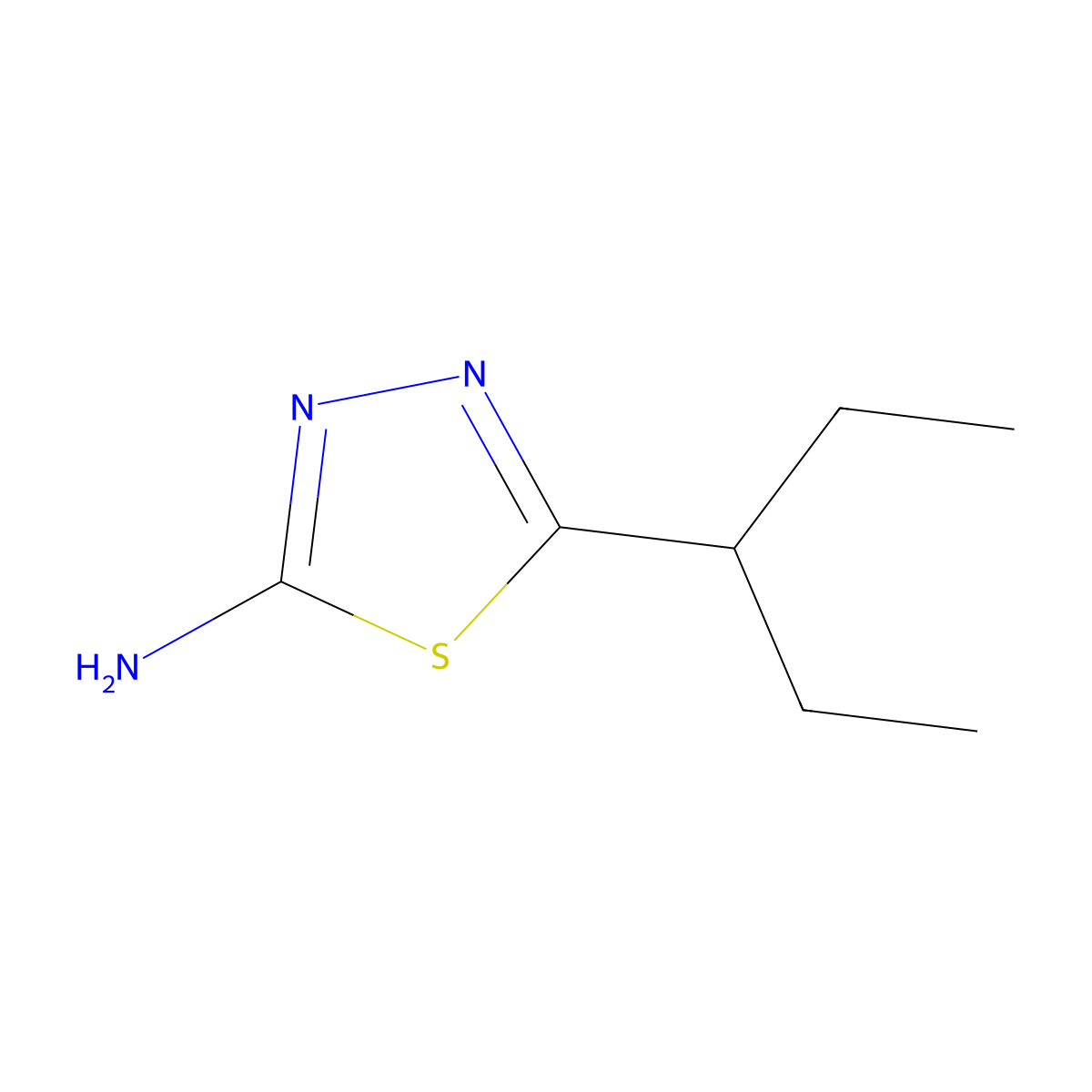 5-(1-Ethylpropyl)-1,3,4-thiadiazol-2-amine molecular structure, CAS 229003-14-9