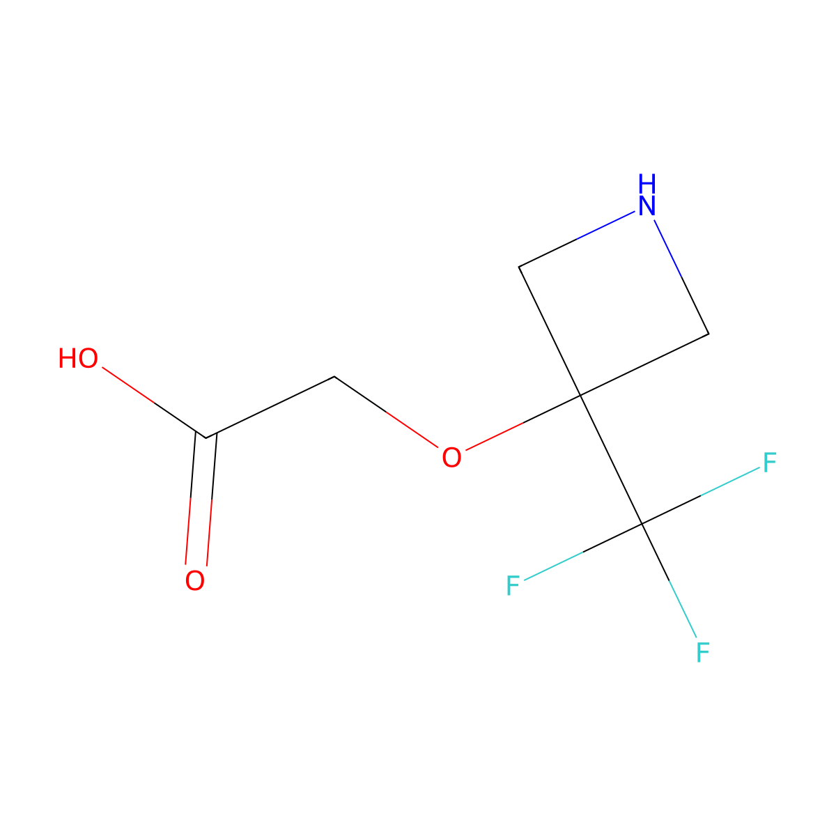 2-{[3-(Trifluoromethyl)azetidin-3-yl]oxy}acetic acid molecular structure, CAS 2290060-58-9