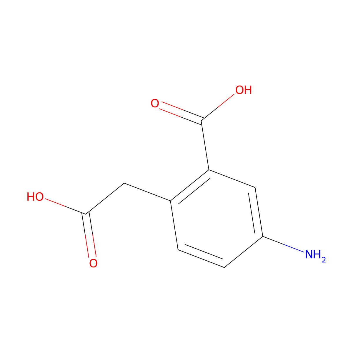 5-Amino-2-(carboxymethyl)benzoic acid molecular structure, CAS 22901-69-5