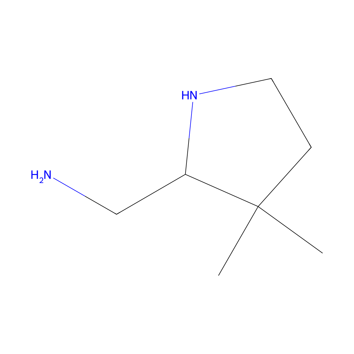 (3,3-Dimethylpyrrolidin-2-yl)methanamine molecular structure, CAS 2290108-34-6