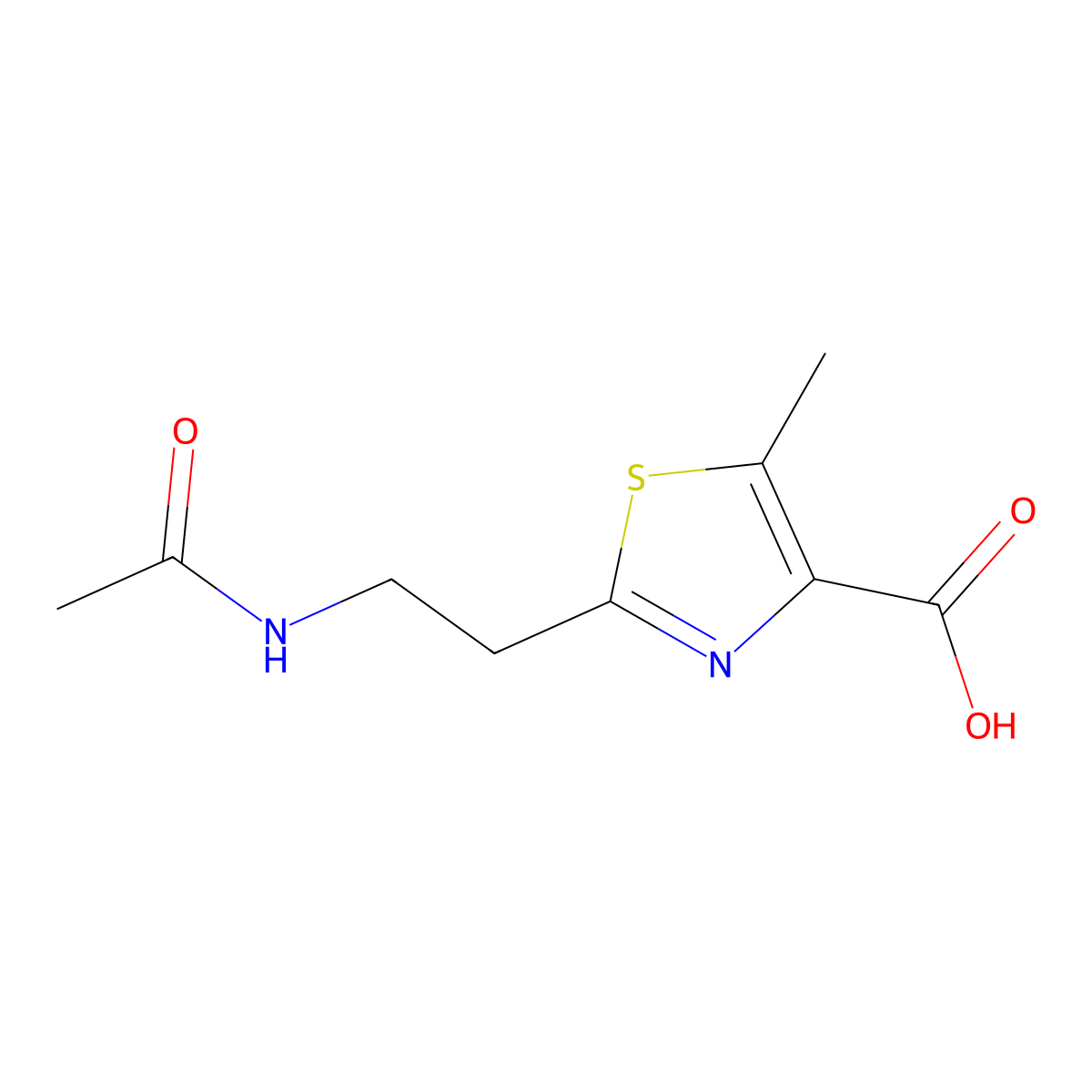 2-(2-Acetamidoethyl)-5-methyl-1,3-thiazole-4-carboxylic acid molecular structure, CAS 2290190-06-4