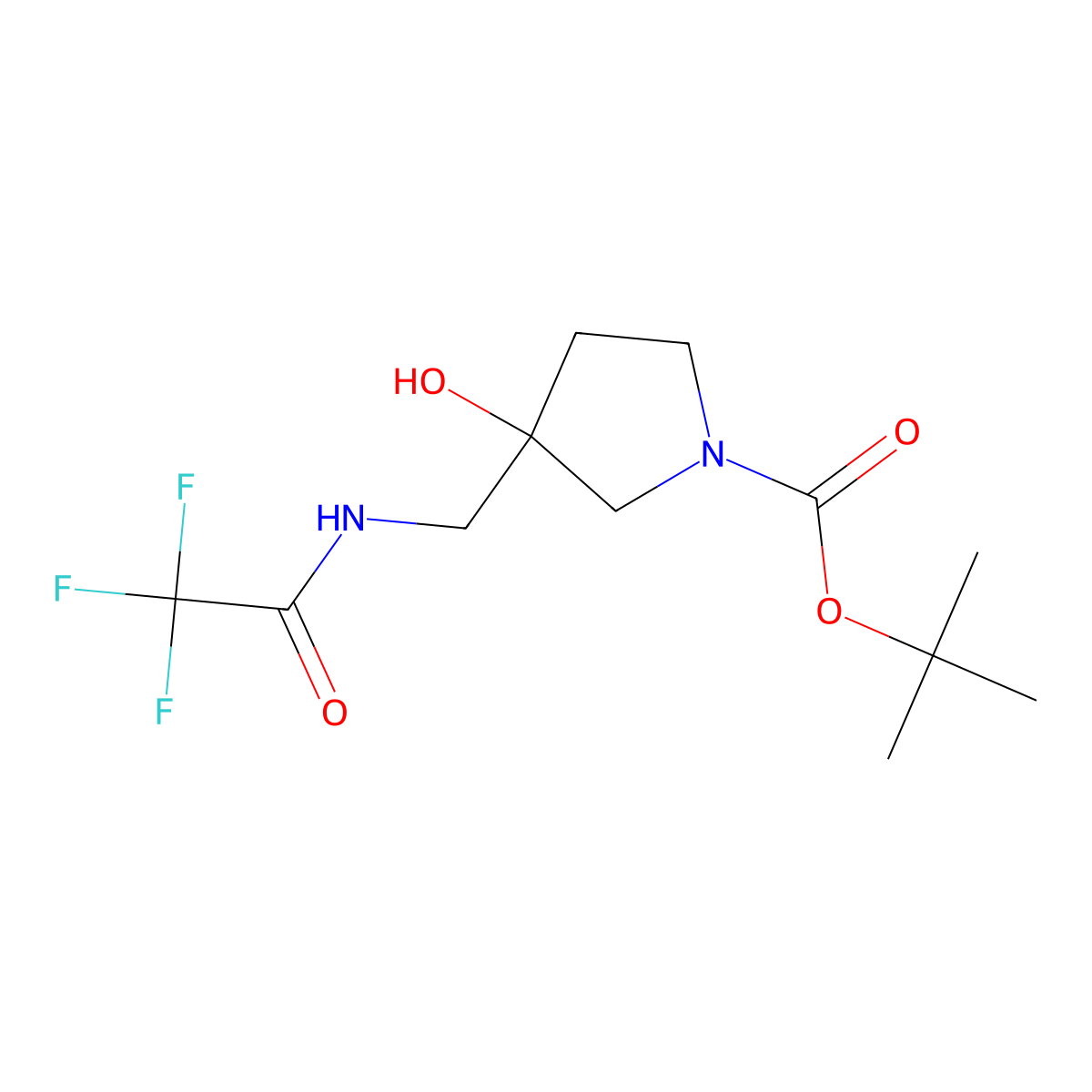 Tert-butyl 3-hydroxy-3-[(trifluoroacetamido)methyl]pyrrolidine-1-carboxylate molecular structure, CAS 2290221-38-2