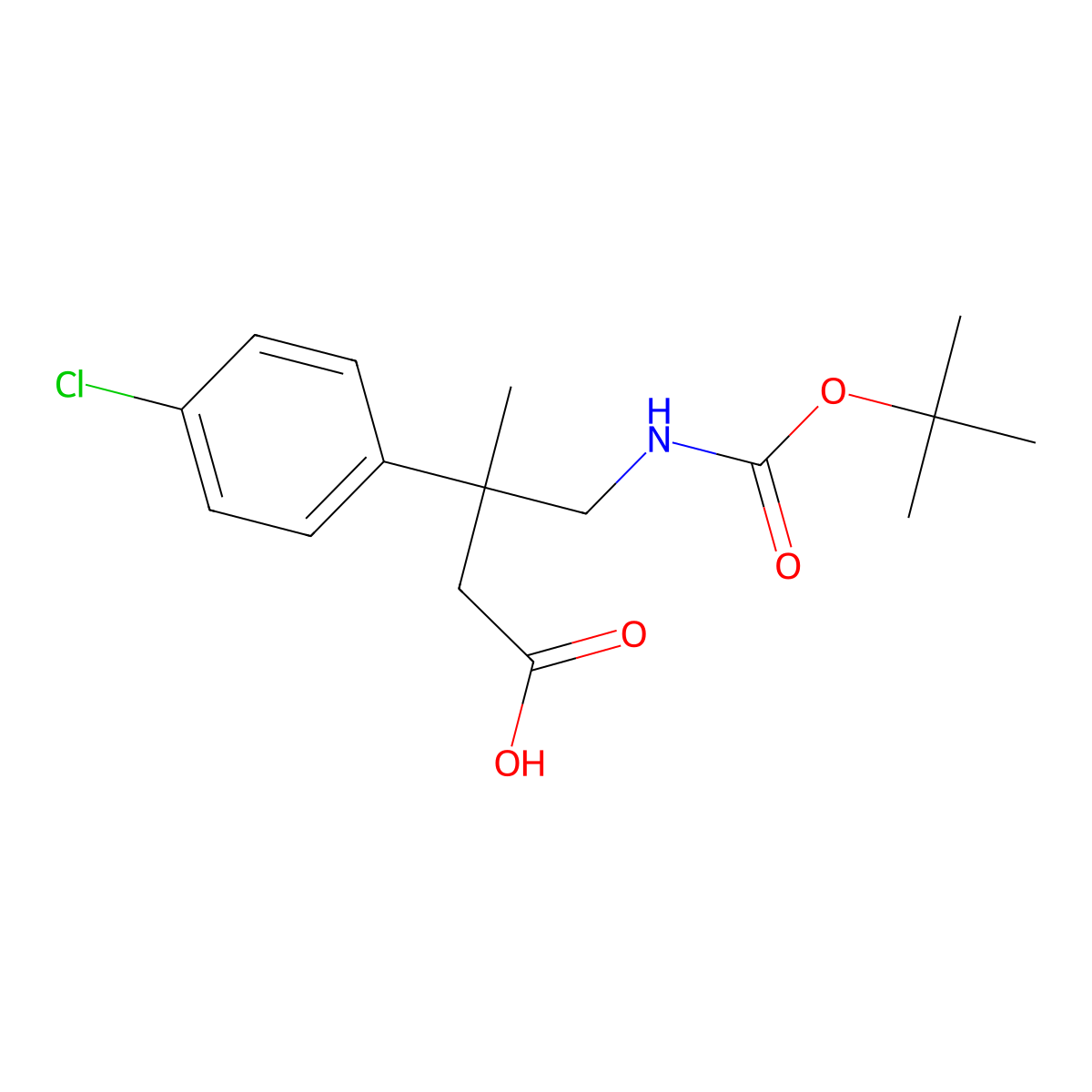 4-{[(Tert-butoxy)carbonyl]amino}-3-(4-chlorophenyl)-3-methylbutanoic acid molecular structure, CAS 2290246-80-7